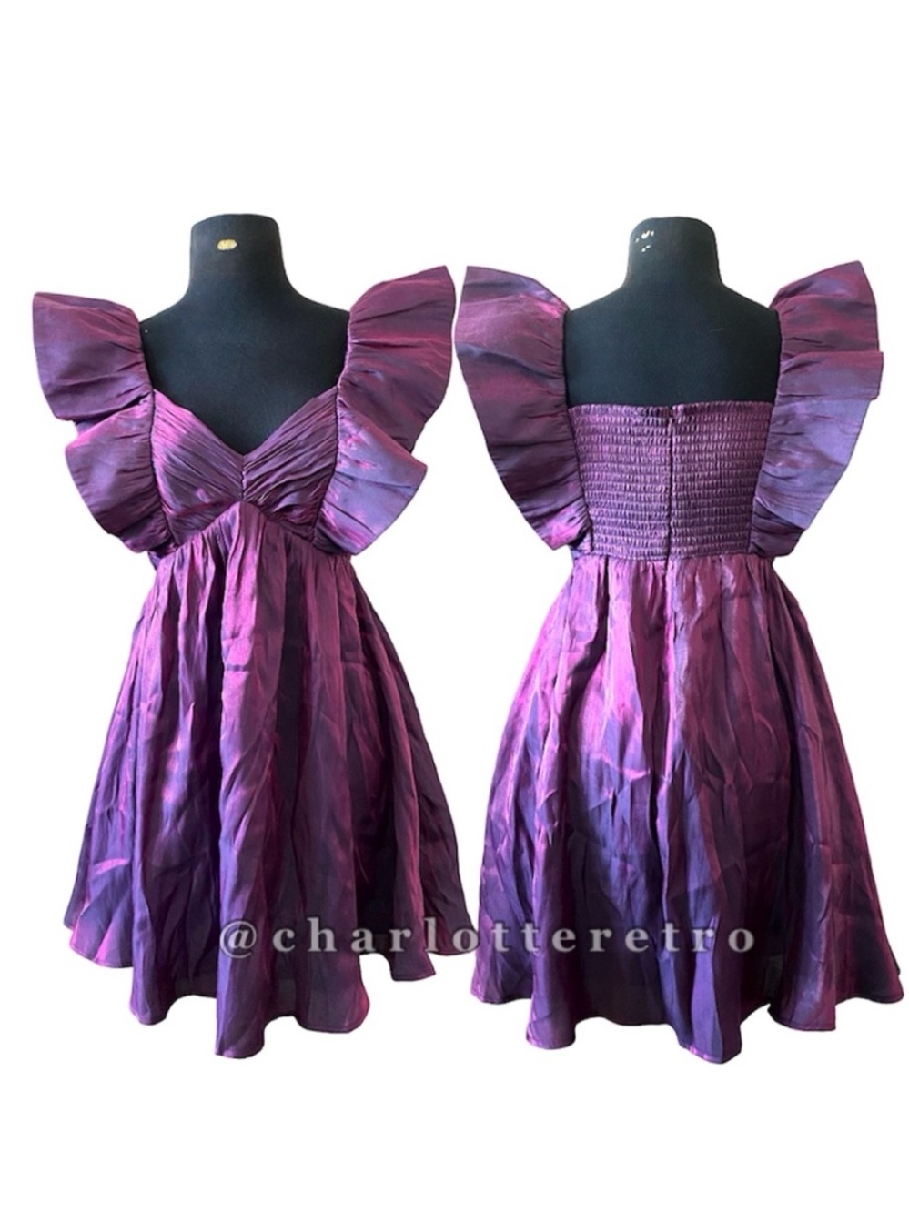 Entro • Purple Metallic Iridescent Mini Dress